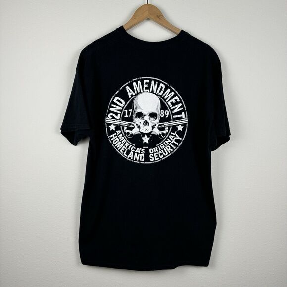 2nd Amendment Made America Free Gun Skull Constitution US Flag Shirt Size XL - Picture 1 of 5